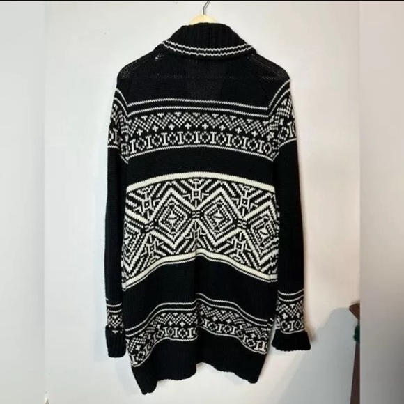 Zara Nordic Chunky Wool Blend Knit Zip Long Cardigan Sweater SZ L Streetwear - Picture 4 of 11